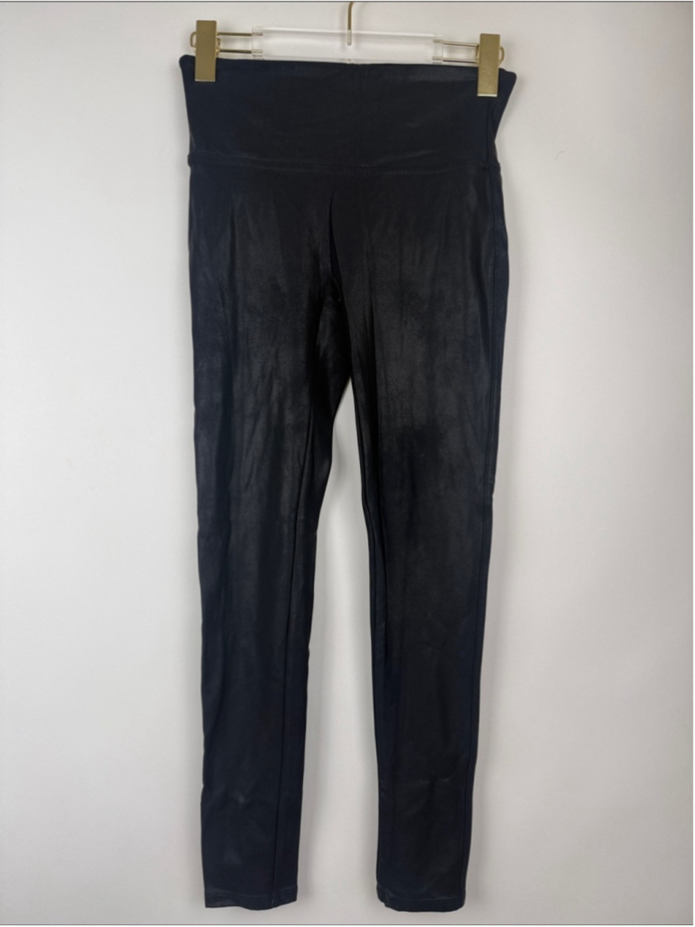 Spanx Black Faux Leather Smoothing Leggings Size Small